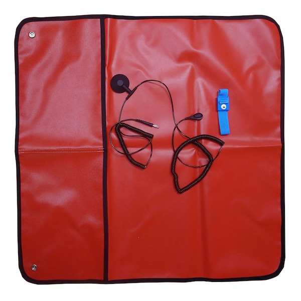 2'x2' Field Service Kit, Red, Wrist Band Set, Center Snap Ground Cord